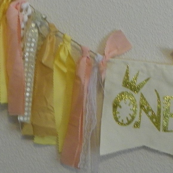 1 Year Old Birthday Boho Ribbon Swag High Chair Garland - Picture 5 of 8